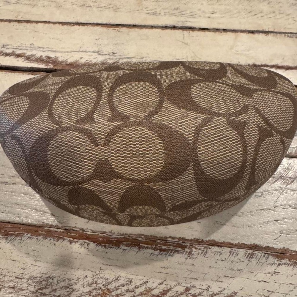Coach Signature C Monogram Hard Shell Eyeglasses Sunglasses Case Brown Khaki